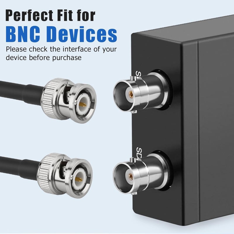 Ullnosoo BNC Cable, 2Pcs 2FT RG58 50 Ohm BNC Male to Male Coaxial Cable with 2.2" Heat Shrink Tubing, Low Loss Cord for Antennas, Antennas Tuner, Camera, Oscilloscope, Microphone, Preamplifier, CB Radio - Image 5